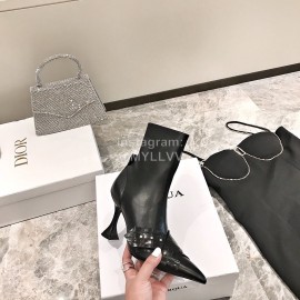 Nina Zarqua Crocodile Leather Pointed High Heeled Boots For Women Black