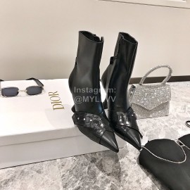 Nina Zarqua Crocodile Leather Pointed High Heeled Boots For Women Black