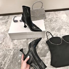 Nina Zarqua Crocodile Leather Pointed High Heeled Boots For Women Black