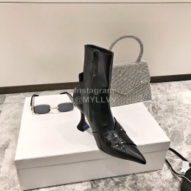 Nina Zarqua Crocodile Leather Pointed High Heeled Boots For Women Black