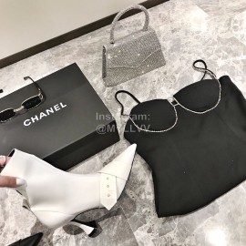 Nina Zarqua Crocodile Leather Pointed High Heeled Boots For Women White