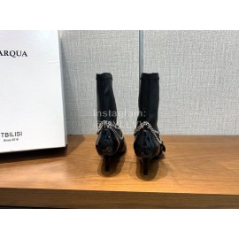 Nina Zarqua Black Patent Leather Chain High Heeled Boots For Women 