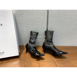 Nina Zarqua Black Patent Leather Chain High Heeled Boots For Women 