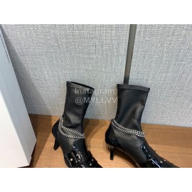 Nina Zarqua Black Patent Leather Chain High Heeled Boots For Women 