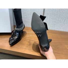 Nina Zarqua Black Patent Leather Chain High Heeled Boots For Women 