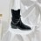 Nina Zarqua Black Patent Leather High Heeled Chain Boots For Women 