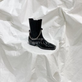 Nina Zarqua Black Patent Leather High Heeled Chain Boots For Women 