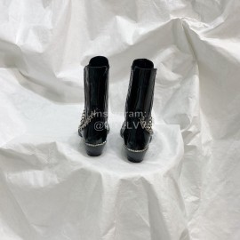 Nina Zarqua Black Patent Leather High Heeled Chain Boots For Women 