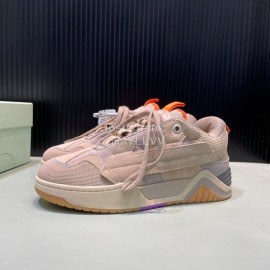 Off White Leather Mesh Casual Sneakers For Men Beige