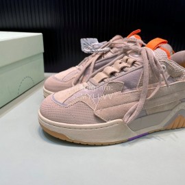 Off White Leather Mesh Casual Sneakers For Men Beige