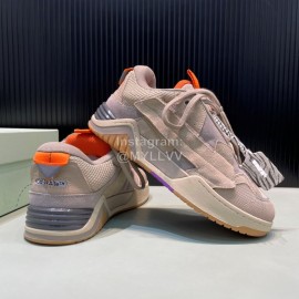 Off White Leather Mesh Casual Sneakers For Men Beige