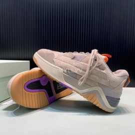 Off White Leather Mesh Casual Sneakers For Men Beige