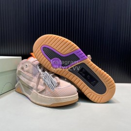 Off White Leather Mesh Casual Sneakers For Men Beige