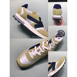 Off White Spring Leather Casual Sneakers For Men And Women Beige