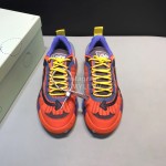 Off White Cowhide Mesh Casual Sneakers For Men Orange