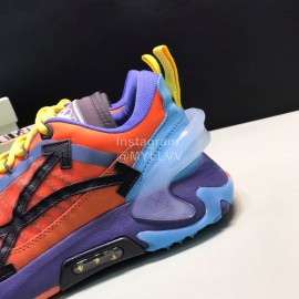 Off White Cowhide Mesh Casual Sneakers For Men Orange