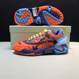 Off White Cowhide Mesh Casual Sneakers For Men Orange