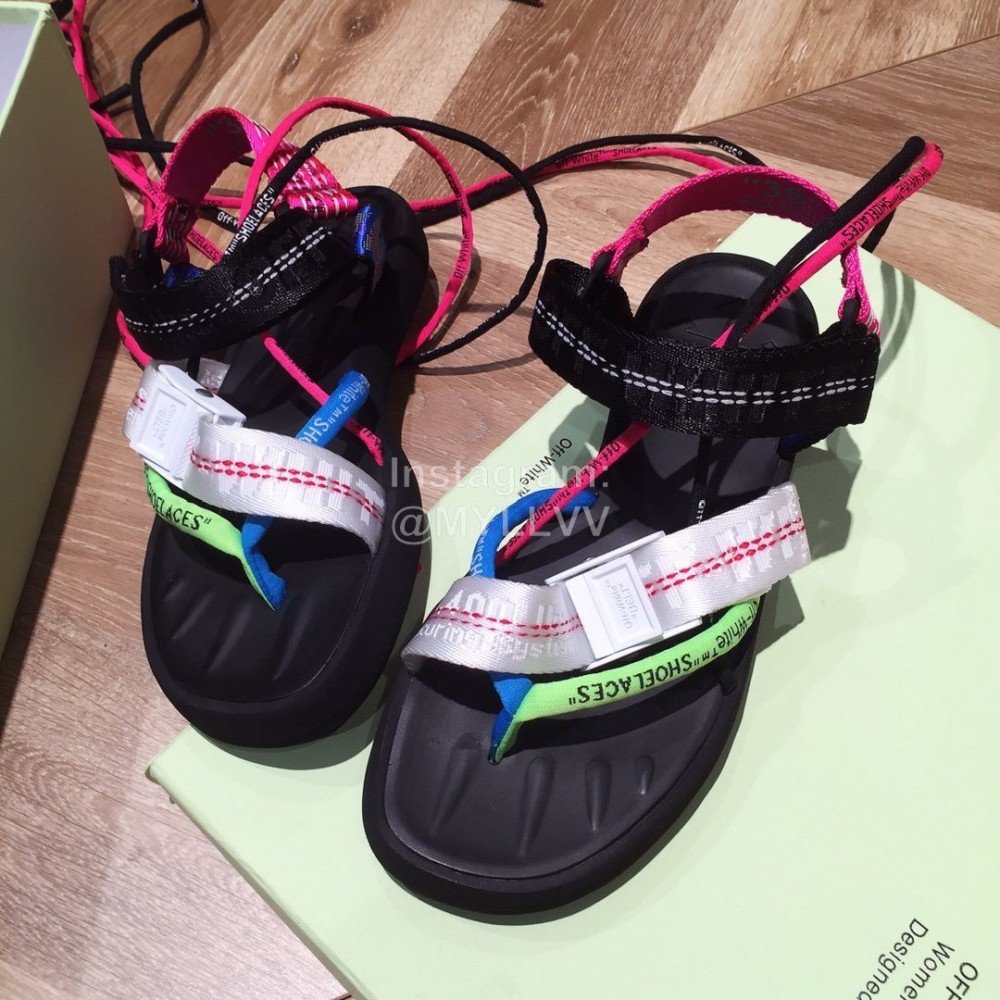 Off White Summer Fashion Ribbon Sandals For Women 