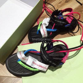 Off White Summer Fashion Ribbon Sandals For Women 