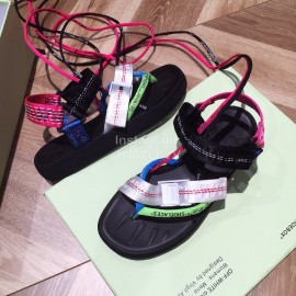 Off White Summer Fashion Ribbon Sandals For Women 