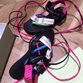 Off White Summer Fashion Ribbon Sandals For Women 