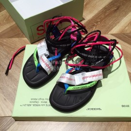 Off White Summer Fashion Ribbon Sandals For Women 