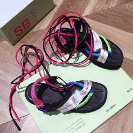 Off White Summer Fashion Ribbon Sandals For Women 