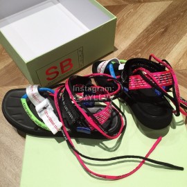 Off White Summer Fashion Ribbon Sandals For Women 