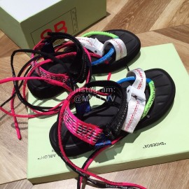 Off White Summer Fashion Ribbon Sandals For Women 