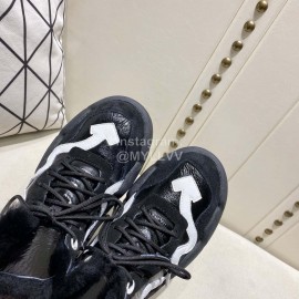 Off White Winter Thick Bottom Lace Up Warm Wool Boots For Women Black