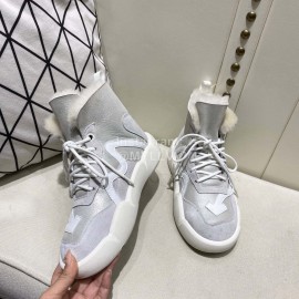 Off White Winter Thick Bottom Lace Up Warm Wool Boots Gray For Women 