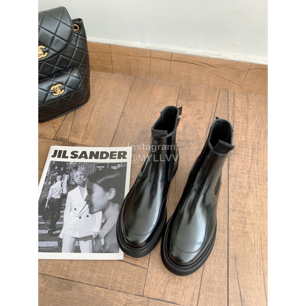 Off White Winter Fashion Calf Chelsea Boots For Women Black