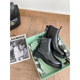 Off White Winter Fashion Calf Chelsea Boots For Women Black
