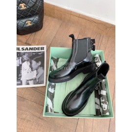 Off White Winter Fashion Calf Chelsea Boots For Women Black