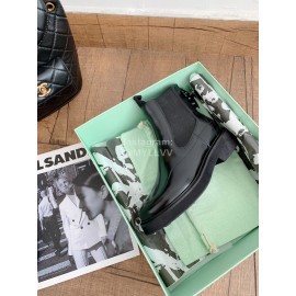 Off White Winter Fashion Calf Chelsea Boots For Women Black