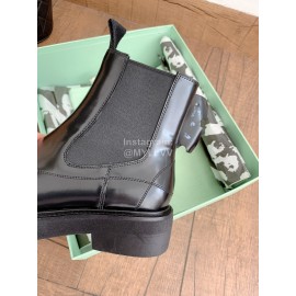 Off White Winter Fashion Calf Chelsea Boots For Women Black