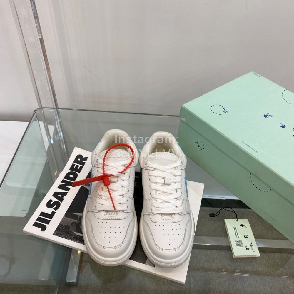 Off White Spring Calf Casual Sneakers For Women Blue