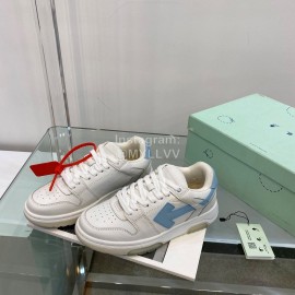 Off White Spring Calf Casual Sneakers For Women Blue