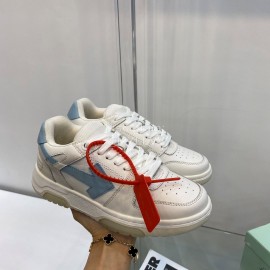 Off White Spring Calf Casual Sneakers For Women Blue