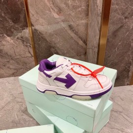 Off White Spring Calf Casual Sneakers For Women Purple