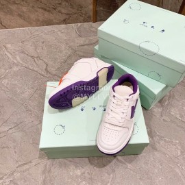 Off White Spring Calf Casual Sneakers For Women Purple