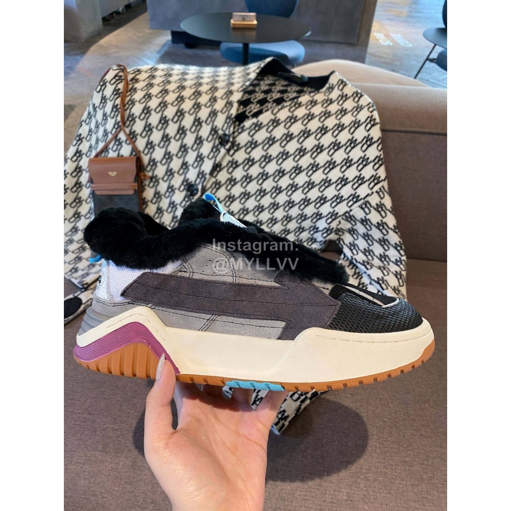 Off White Autumn Winter Calf Wool Sneakers For Men And Women Gray