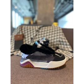 Off White Autumn Winter Calf Wool Sneakers For Men And Women Gray