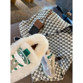 Off White Autumn Winter Calf Wool Sneakers For Men And Women 