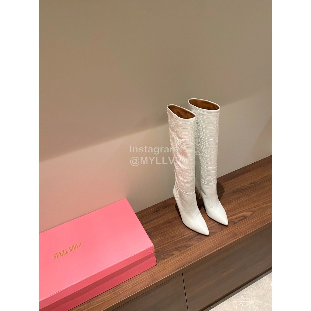 Paris Texas Fashion Leather High Heeled Long Boots For Women White