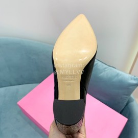 Paris Texas Crocodile Leather Thick High Heeled Long Boots For Women Black