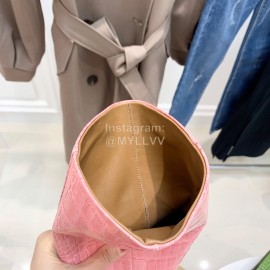 Paris Texas Crocodile Leather Thick High Heeled Long Boots For Women Pink