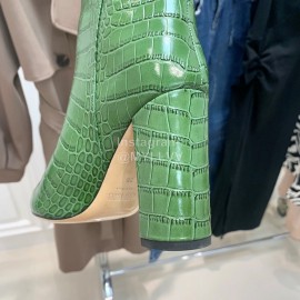 Paris Texas Crocodile Leather Thick High Heeled Long Boots For Women Green