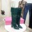 Paris Texas Crocodile Leather Thick High Heeled Long Boots For Women Dark Green