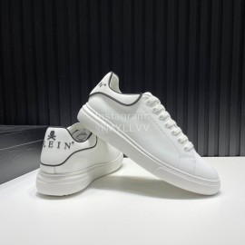 Plein Cowhide Casual Sneakers For Men White
